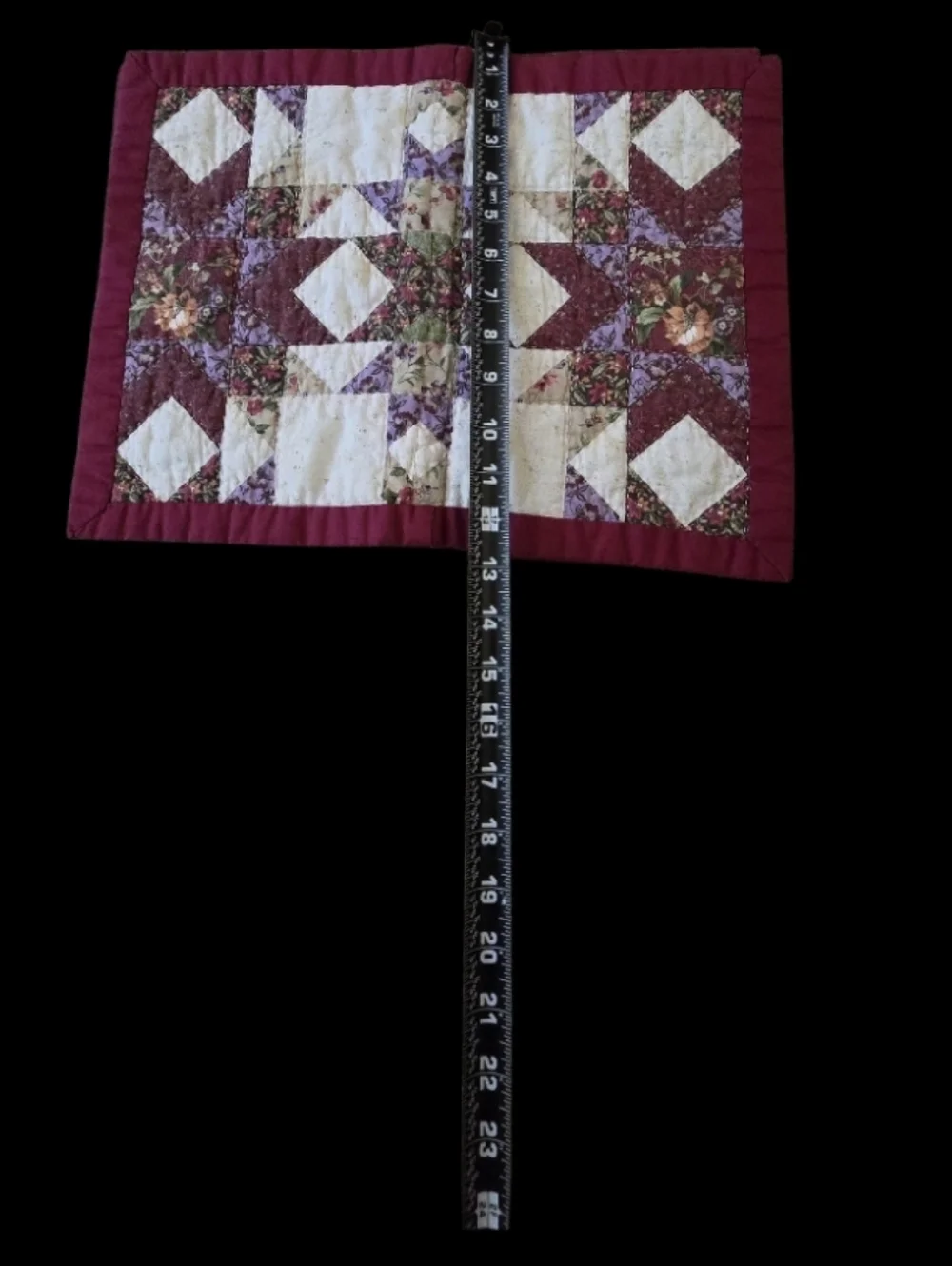 Patchwork Burgundy and Cream Table Runner and Placemat Set